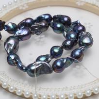1String, Black Baroque Natural Shell Mother of Pearl Beads, 12-15mm, Dark Style Handmade Irregular Loose Spacer Beads for Jewelry Making DIY 36cm 1String/12-15mm-36cm juoda