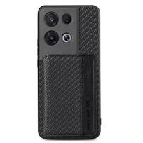 OPPO Reno 8 Pro anglies pluošto magnetinis kortelių dėklas telefono dėklas juoda