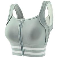 Women's High-Impact Anti-Sagging Zipper Sports Bra - Side Support Running & Yoga Vest Medium žalia