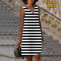 Moteriškos V kaklo Vasarinė suknelė su zebra juostelėmis spausdinta Laisvalaikio be rankovių madinga laisvalaikio laisvos seksualios suknelės plius dydis XS-8XL 6XL ryškiai rožinė