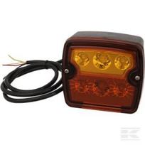 Galinė lempa LED, kvadratinė, 12/24V, oranžinė/raudona, 97,4x105,4x49,5 mm, 9 LED, Kramp LA103172