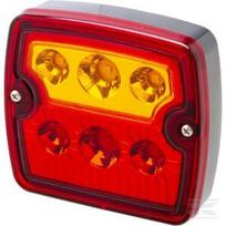 Galinė LED lempa, kvadratinė, 12/24V, raudona/oranžinė, 105,4x29,5x97,4 mm, 6 LED, Kramp LA40061