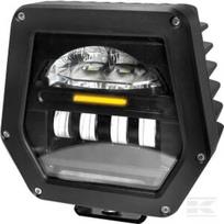Priekinis žibintas LED, 40/70W, kvadratinis, 10–30V, 181x173x97 mm, Delphi jungtis, tolimosios/trumposios, simetriškas šviesos kūgis, tinka John Deere LA80075