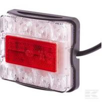 Galinė lempa LED, 21W, stačiakampė, 12/24V, skaidri/raudona, tvirtinama varžtais, 8 LED, Hella 2VA980720001