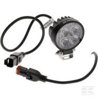 Darbinis žibintas LED, 12W, 1200lm, apvalus, 12/24V, baltas, 65.7x85.8x35mm, Deutsch kištukas, Flood, 8 LED LA10606