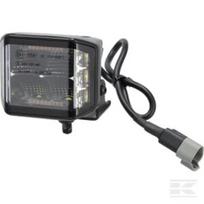 Darbinis žibintas LED, 70W, 8400lm, kvadratinis, 12/24V, baltas/oranžinis, 97x77x75mm, Deutsch kištukas, Flood, 10 LED LA10612
