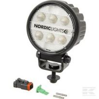 Darbinė lempa LED, 28W, 2800lm, apvali, 12/24V, balta, tvirtinama varžtais, 93x93x122mm, Deutsch 2-pin, Wide flood, 6 LED, Canis GO 420, Nordic Lights 988104B