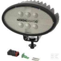 Darbinė lempa LED, 16W, 1600lm, ovali, 12/24V, balta, tvirtinama varžtais, 160x95x118mm, Deutsch 2-pin, Flood, 6 LED, SATO GO 610, Nordic Lights 988301B