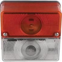 Posūkio ir gabaritinis žibintas halogeninis, priekinis, kvadratinis, 12/24V, raudona/balta, tvirtinamas varžtais, 105x97x52mm, Britax P908706