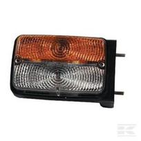 Posūkio ir gabaritinis žibintas dešinės pusės, halogeninis, priekinis, stačiakampis, 12V, gintarinis/skaidrus, prisukamas, 128x57x80mm, Cobo 3213000
