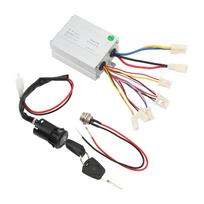 12 V 500 W šepetėlių variklio valdiklis elektriniam dviračiui ir motociklui, valdiklio užraktas ir įkrovimo prievado rinkinys