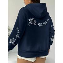 Kūrybiški vėžlių plaukimo atspaudai Moteriški drabužiai Hoodies Sportiniai viršutiniai drabužiai Patogūs sportiniai drabužiai Madingi drabužiai S