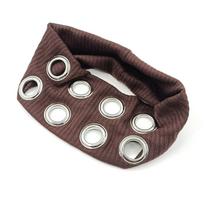 Punk Style Metallic Elastic Eyelet Headband ruda