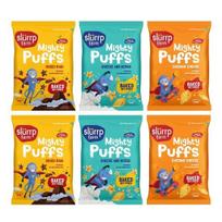 Slurrp Farm Mighty Jowar Puffs | Rūgščiai saldūs, švelniai pikantiški, čederio sūrio, aitriai pomidorų, šokoladiniai ragi, sūrio ir žolelių, 6 x 20g 200GM