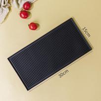 Black Non-Slip PVC Bar Mat: Waterproof, Heat-Resistant, Square Draining Pad for Kitchen Counters and Dish Drying