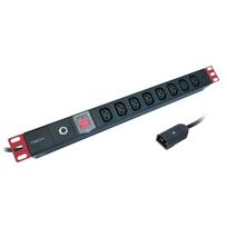 Techly 19" 1U 8 lizdų C13 maitinimo juosta su 2m C14 kabeliu