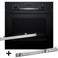 Bosch HBA514BB3 orkaitė + Bosch HEZ538000 vieno lygio teleskopinės bėgelių sistemos