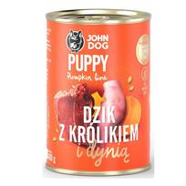 JOHN DOG Moltiniai šuniukams su šerniena, triušiu ir moliūgu - drėgnas ėdalas šunims - 400g