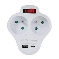 Esperanza ELK311W Elektros skirstytuvas su 2 GN. USB-C ir USB-A, balta