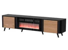 Cama Volare RTV spintelė 200x39x49 juoda/riešutmedis su židiniu