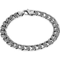 Unisex stambus rotango rašto apyrankė: Universalūs tailandietiško sidabro retro sendinti papuošalai 18cm Rattan Pattern Bracelet gray