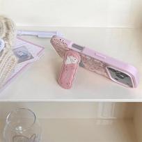 Pink Flower Cat Stand Case for iPhone 17/16 Pro Max/15/14 iPhone 14