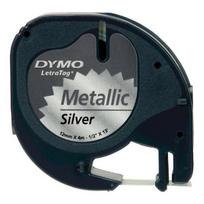 Dymo LetraTAG Tape 12mm x4m black on silver