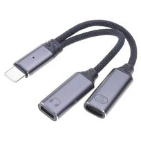C tipo į C tipo ausinių adapteris 2 viename 100 W C tipo adapteris USB C garso adapterio laidas mobiliajam telefonui, planšetiniam kompiuteriui pilka