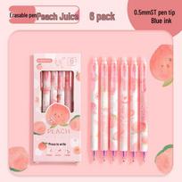 Crystal Blue Peach Erasable Gel Pen: Pushable Magic Easy-Erase Student Pen 0.5mm