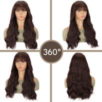 LISI HAIR Ilga banguota peruka su kirpčiukais Sintetinis natūraliai atrodantis perukas moterims Kasdieniam, Cosplay, Šventėms, Helovino perukas 55cm