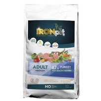 IRONpet TURKEY Medium Adult vieno baltymo pašaras suaugusiems šunims, Svoris 12 kg