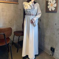 Linen Embroidered Muslim Floral Dress Large abrikosas