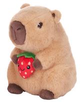 Pliušinis žaislas kapibara su braške, 22 cm