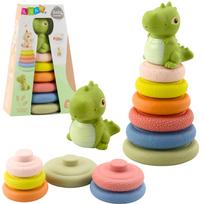Sensorinė piramidė vaikams su dinozauru, ECO guminė