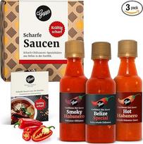 "Gepp's Delicatessen" aštrių padažų rinkinys, aštrių padažų rinkinys su 2 ugniniais Habanero čili padažais ir aštriu Belizo padažu, dovanų rinkinys, pagamintas pagal jūsų receptą, kalėdinė dovana