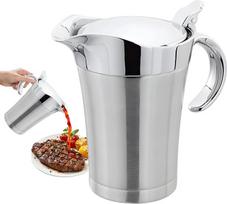 "Gravy Boat" - nerūdijančio plieno serviravimo indas, padažų indas, didelės talpos 750 ml dvigubai izoliuotas padažų indas su dangčiu | "Gravy Bowl" padažų indas, skirtas šeimos vakarienei, restoranui, švediškam stalui, kepsniams