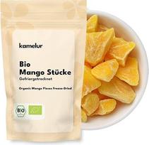 "Kamelur" ekologiški mangų gabaliukai, džiovinti šaltyje ir be priedų, 500 g - iš kontroliuojamų ekologinių kultūrų