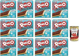 "Pavesi Ringo Bisco Cioc Latte", sausainiai su pieno įdaru ir šokolado apvalkalu - saldus ir skanus užkandis tarp valgymų, 12 x 162 g + itališkas gardumynas Polpa 400 g