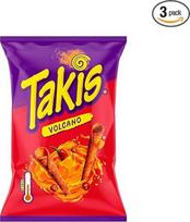 "Takis" traškučių dėžutė - 3 x 90 g "Takis Queso Volcano". Aitriųjų aitriųjų paprikų tortilijų traškučiai. Užkandžių mišinys "Party Mix Snack