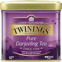 "Twinings Pure Darjeeling" - juodoji arbata, biri arbatos skardinėje - švelni, aukščiausios kokybės juodoji arbata su muskato riešuto priemaiša, surinkta Himalajų regiono augavietėse, 100 g