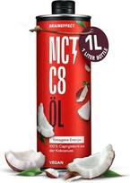 BRAINEFFECT MCT Oil C8 - sudaro 300% daugiau ketonų nei kiti MCT aliejai (100% C8) - ketogeninė dieta - grynas kokosų aliejaus ekstraktas - idealiai tinka ketogeninei dietai ir neperšaunamai kavai (1L)