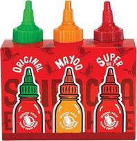FLYING GOOSE Sriracha aštrūs čili padažai, 3 skonių, idealiai tinkantys dovanoms, pagardai iš Tailando, skirti pagardinti, pamirkyti ir paskaninti, 3 x 100 ml pakuotė