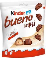 kinder Bueno Mini - Šokoladinis batonėlis su traškiu vafliu, švelniu pieniniu lazdyno riešutų kremu ir švelniu pieniniu šokoladu - užkandis keliaujant - 1 maišelis atskirai supakuotų mini batonėlių (1 x 108 g)