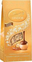 Lindt šokoladas | LINDOR maišelis "Golden Caramel & Hazelnut" | 137 g maišelis | 10 rutuliukų švelnaus pieniško šokolado su švelniu tirpstančios karamelės ir lazdyno riešutų įdaru | Šokoladinė dovana