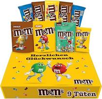 M&M'S Congratulations Snack Mix I Peanut, Crispy, Chocolate, Chocolate Minis, 4 rūšys, 9 pakuotės, 724 g, dovanų dėžutė su saldainiais