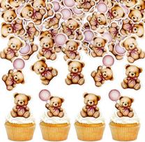 Pakuotė iš 40 Valgomųjų torto puošyba Lokys Cupcake Toppers Mergaičių gimtadienis Šalis dekoracijos Šalis lyčių atskleidimo Šalis dekoracijos