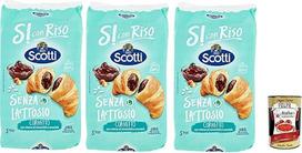 Riso Scotti, Si con Riso - Cornetti Senza Lattosio nocciola, kruasanai be laktozės su lazdyno riešutų kremu - tortas be laktozės, saldūs užkandžiai, be palmių aliejaus, 3 x 240 g + itališka gurmaniška polpa 400 g