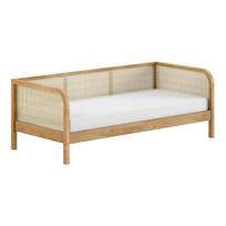 Natūralios spalvos iš ąžuolo masyvo viengulė lova su lovos grotelėmis 90x200 cm Olive Captain Rotan – Vipack