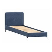 Viengulė lova tamsiai mėlynos spalvos audiniu dengta su lovos grotelėmis 90x200 cm Barker – Ropez