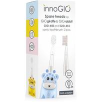 innoGIO GIOGiraffe & GIORabbit Spare Heads Transparent dantų šepetėlio pakaitinės galvutės vaikams GIOGiraffe & GIORabbit Sonic Toothbrush 2 vnt.
